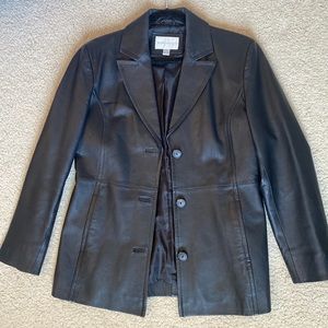 worthington black leather blazer